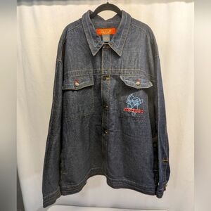 Vintage Avirex Sky Boss Embroidered Character Denim Jacket 100% Cotton Size 2X